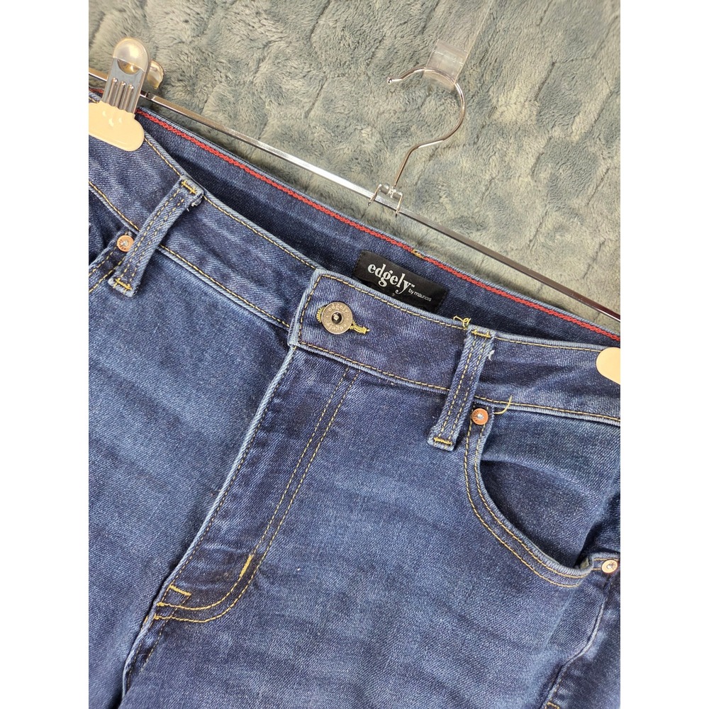 Edgely by Maurices High Rise Relaxed Straight Jeans Dark Wash Size 16 Regular